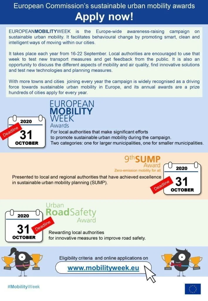 Last chance to apply for the EUROPEANMOBILITYWEEK, SUMP and EU Road Safety Awards!